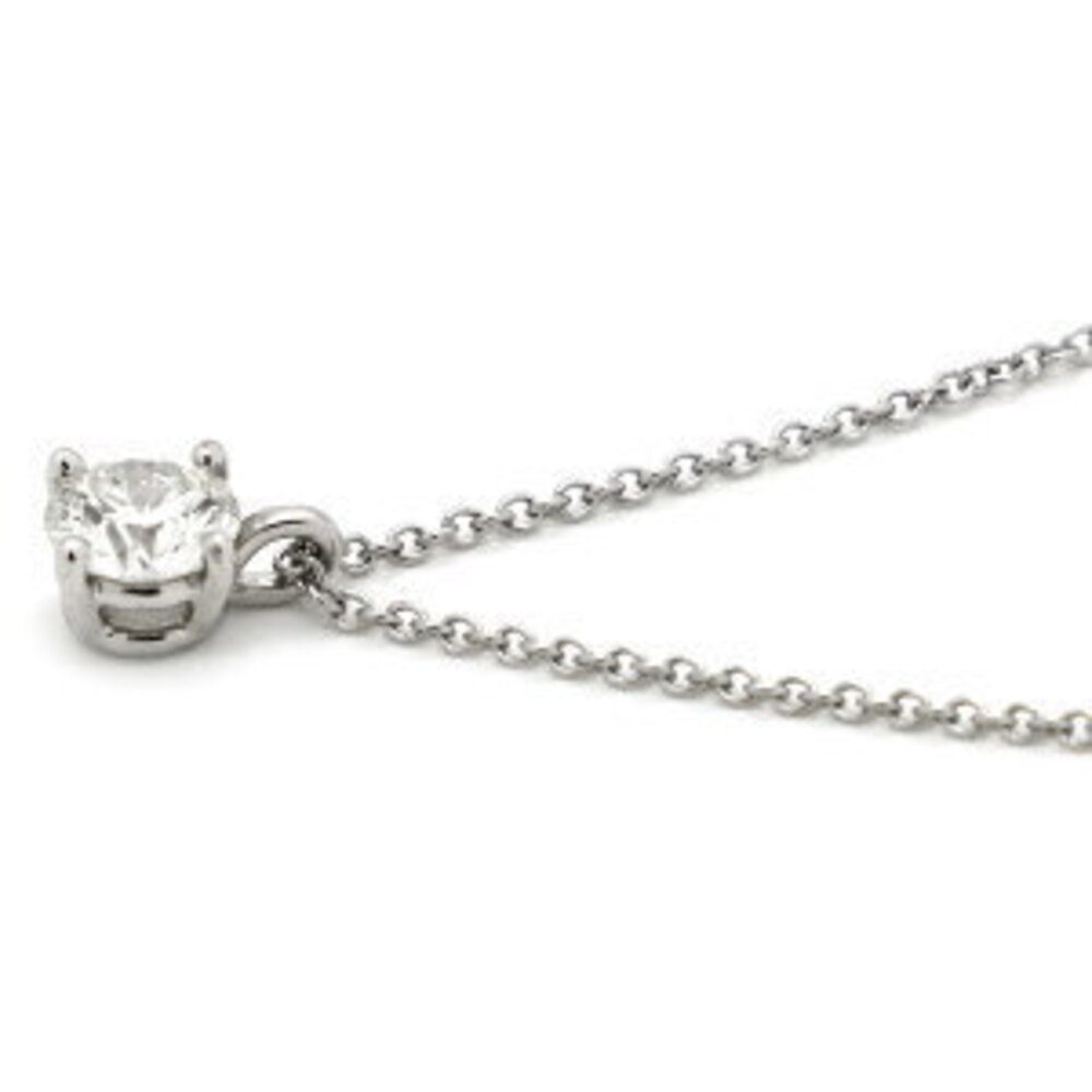 Tiffany Co Solitaire Necklace Diamond Platinum Silver One